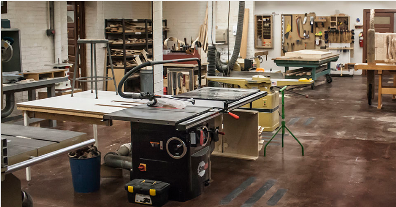 Pictured above is a modern workshop with table saws and other top-of-the-line tools for Mitchell Construction Program students to learn all the skills needed to become skilled tradespersons in a high-paying industry