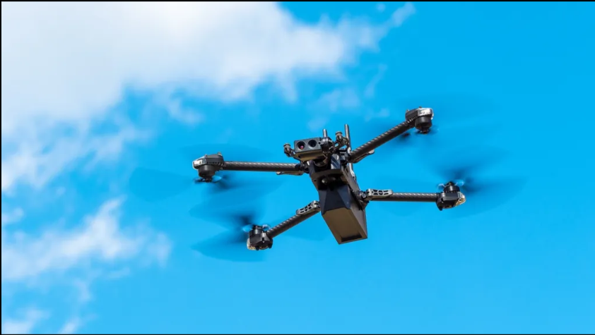 Pictured is an unmanned aircraft, or drone.” Mitchell Aviation program students have the opportunity to fly drones similar to the one pictured – learning the knowledge and skills needed to be hired as professional drone operators in a variety of industries.